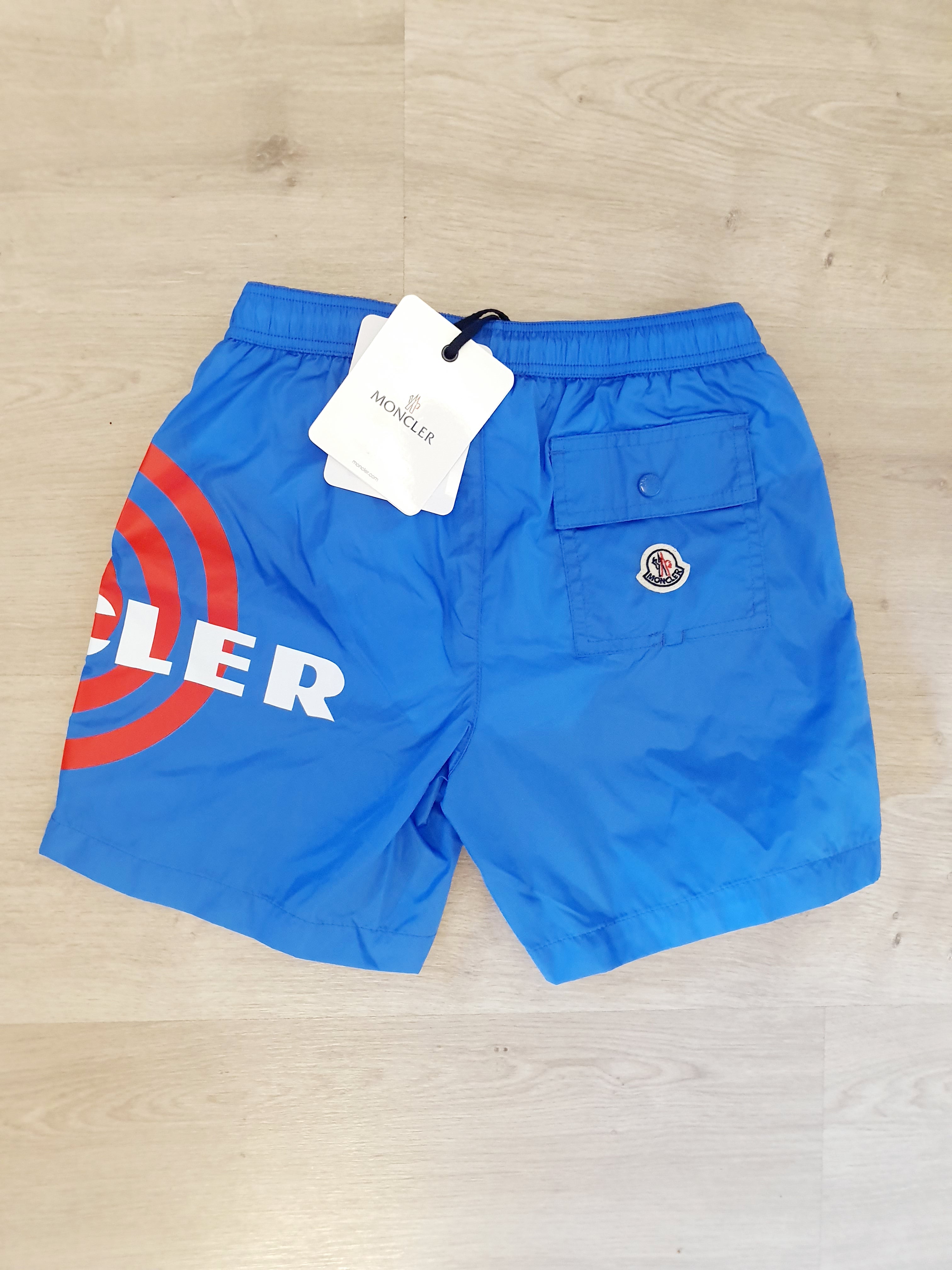 Kids Moncler Logo Swim Shorts Light Blue
