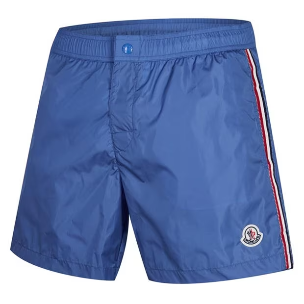 Moncler Logo Swim Shorts Light Blue