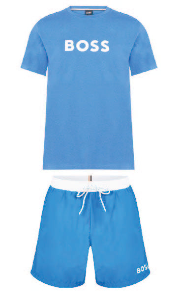 Hugo Boss Logo Shorts Set Royal Blue