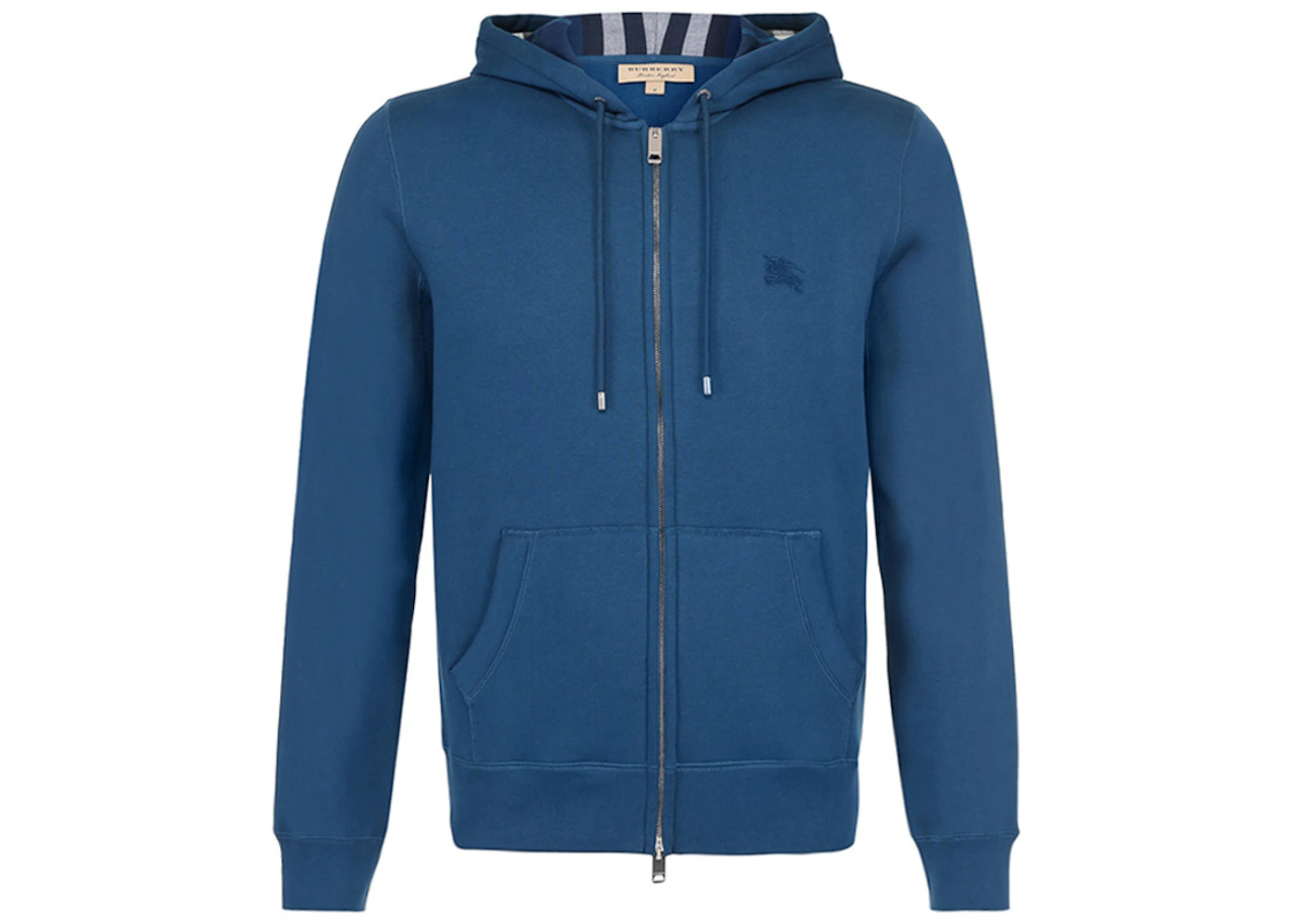 Burberry Check Zip Hoodie Off Blue