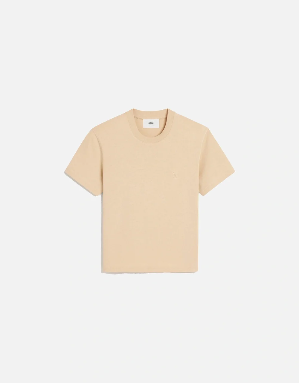 Ami Paris Embossed Logo T Shirt Beige