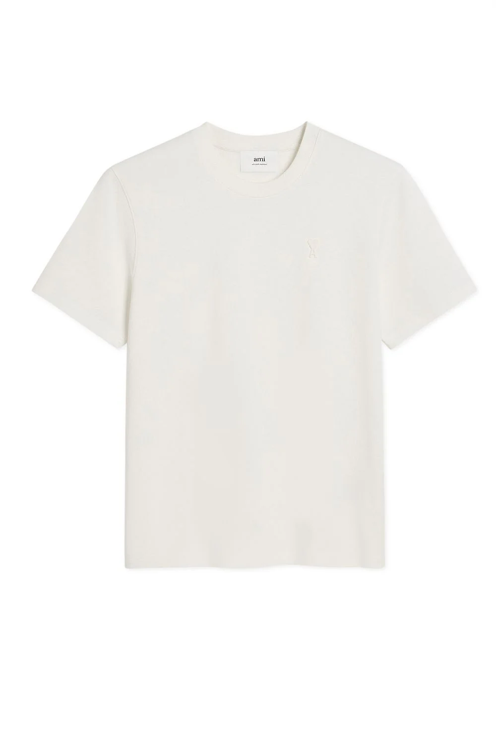 Ami Paris Embossed Logo T Shirt Off White