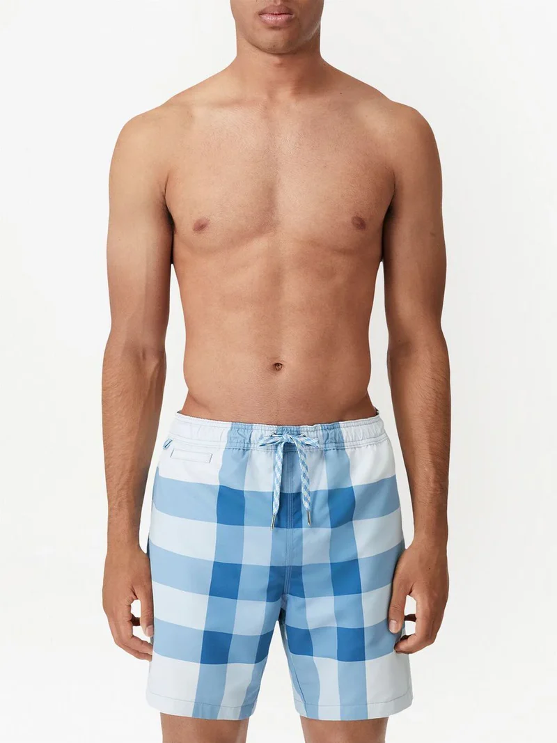 Burberry Martin Check Swim Shorts Light Blue